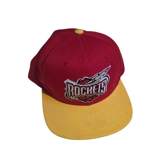 MITCHELL & NESS NBA Houston Rocket HWC Men's 2 Tone Snapback Cap/Hat Red/Yellow - Picture 1 of 9